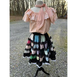 square dance outfit Multi Colors M/L Cottage Prairie Coquette Western Rockabilly